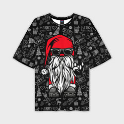 Мужская футболка оверсайз Санта Клаус гном