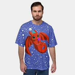 Футболка оверсайз мужская Красный дракончик новогодний, цвет: 3D-принт — фото 2