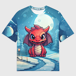 Футболка оверсайз мужская Злой красный дракоша, цвет: 3D-принт