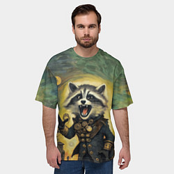 Футболка оверсайз мужская Крик стимпанк енота, цвет: 3D-принт — фото 2