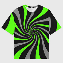 Футболка оверсайз мужская Чёрные щупальца и лаймовые жгуты, цвет: 3D-принт