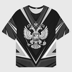 Мужская футболка оверсайз Герб России- черно-белый