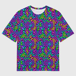 Футболка оверсайз мужская Психоделические неоновые линии, цвет: 3D-принт
