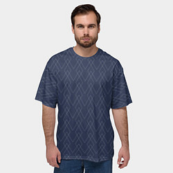 Футболка оверсайз мужская Серо-синий геометричные линии, цвет: 3D-принт — фото 2