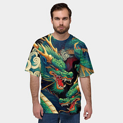 Футболка оверсайз мужская Два Японских дракона - ирезуми, цвет: 3D-принт — фото 2