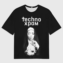 Мужская футболка оверсайз Techno храм монашка сфужером