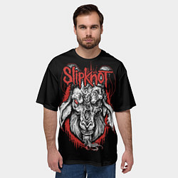 Футболка оверсайз мужская Slipknot - козёл, цвет: 3D-принт — фото 2