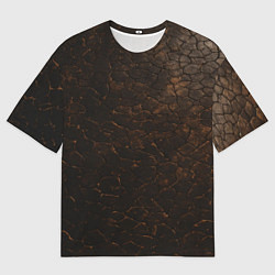 Мужская футболка оверсайз Темная текстура - сухая земля
