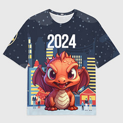 Мужская футболка оверсайз Рыжий дракон 2024