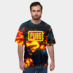 Футболка оверсайз мужская PUBG огненое лого, цвет: 3D-принт — фото 2