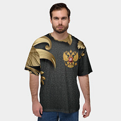 Футболка оверсайз мужская Золотой герб России и объемные узоры, цвет: 3D-принт — фото 2