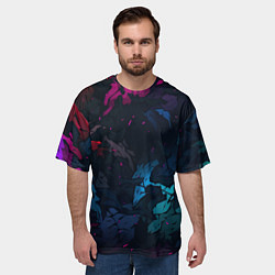 Футболка оверсайз мужская Темная цветная абстракция пятнами, цвет: 3D-принт — фото 2
