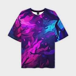 Футболка оверсайз мужская Фиолетовые яркие лепестки, цвет: 3D-принт
