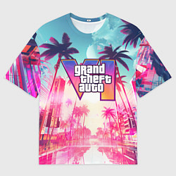 Мужская футболка оверсайз Gta 6 logo vice city style