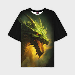 Мужская футболка оверсайз Злой зеленый дракон 2024