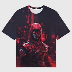 Мужская футболка оверсайз Шиноби в красных тенях