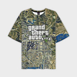 Футболка оверсайз мужская GTA 5 карта, цвет: 3D-принт
