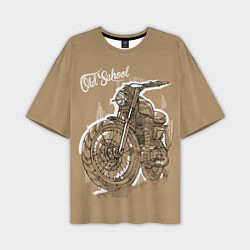 Мужская футболка оверсайз Старая школа мотоцикл