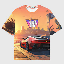 Футболка оверсайз мужская GTA 6 авто вид сзади, цвет: 3D-принт