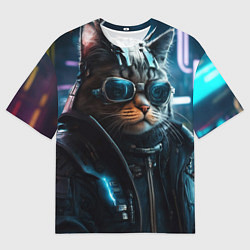 Мужская футболка оверсайз Крутой кот от ai