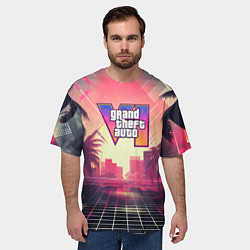 Футболка оверсайз мужская GTA 6 retro abstract logo, цвет: 3D-принт — фото 2