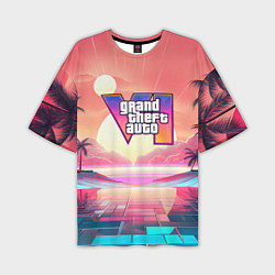 Футболка оверсайз мужская GTA 6 retro abstract, цвет: 3D-принт
