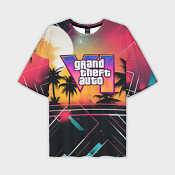 Мужская футболка оверсайз GTA 6 night logo