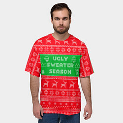 Футболка оверсайз мужская Ужасный новогодний свитер, цвет: 3D-принт — фото 2