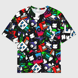 Мужская футболка оверсайз Geometry dash alllogo