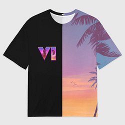 Футболка оверсайз мужская GTA 6 пальмы, цвет: 3D-принт