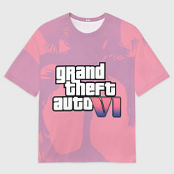 Футболка оверсайз мужская GTA 6 pink, цвет: 3D-принт