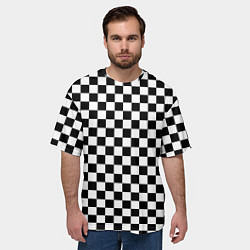 Футболка оверсайз мужская Шахматное поле чёрно-белый, цвет: 3D-принт — фото 2