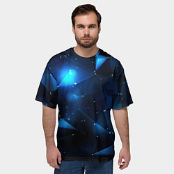 Футболка оверсайз мужская Синяя геометрическая абстракция, цвет: 3D-принт — фото 2