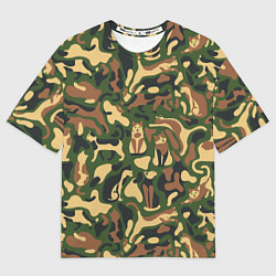 Футболка оверсайз мужская Коты и кошки - камуфляж, цвет: 3D-принт