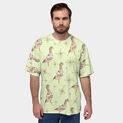 Футболка оверсайз мужская Авдотка птица и снежинка, цвет: 3D-принт — фото 2