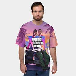 Футболка оверсайз мужская Grand theft auto 6 Лусия и Джейсон, цвет: 3D-принт — фото 2