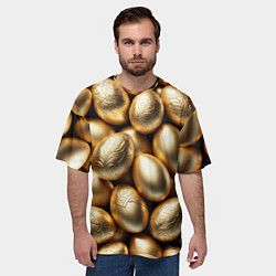 Футболка оверсайз мужская Золотые Пасхальные яйца, цвет: 3D-принт — фото 2