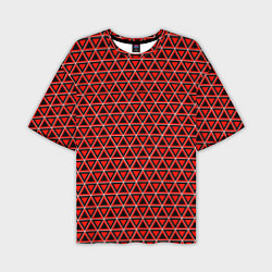 Футболка оверсайз мужская Красные и чёрные треугольники, цвет: 3D-принт