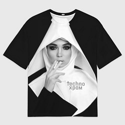 Футболка оверсайз мужская Techno храм роковая монашка, цвет: 3D-принт