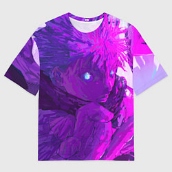 Мужская футболка оверсайз Годжо произносит заклинание