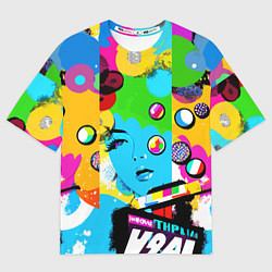 Футболка оверсайз мужская Girls face - pop art, цвет: 3D-принт