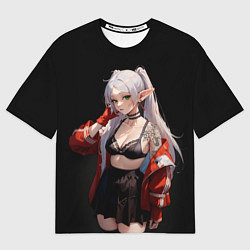 Футболка оверсайз мужская Фрирен в красной куртке, цвет: 3D-принт