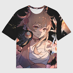 Мужская футболка оверсайз Genshin Impact Yoimiya