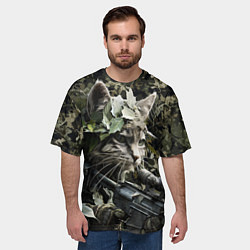Футболка оверсайз мужская Кот снайпер в камуфляже, цвет: 3D-принт — фото 2