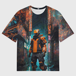 Футболка оверсайз мужская Оранжевый робот, цвет: 3D-принт