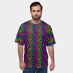 Футболка оверсайз мужская Радужный неоновый лабиринт, цвет: 3D-принт — фото 2