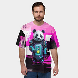 Футболка оверсайз мужская Funny panda - cyberpunk, цвет: 3D-принт — фото 2