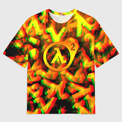 Мужская футболка оверсайз Half life 2 глитч размытие валв фримен