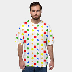 Футболка оверсайз мужская Разноцветные геометрические фигурки, цвет: 3D-принт — фото 2