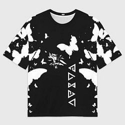 Футболка оверсайз мужская Ведьмак белые бабочки цирилла, цвет: 3D-принт